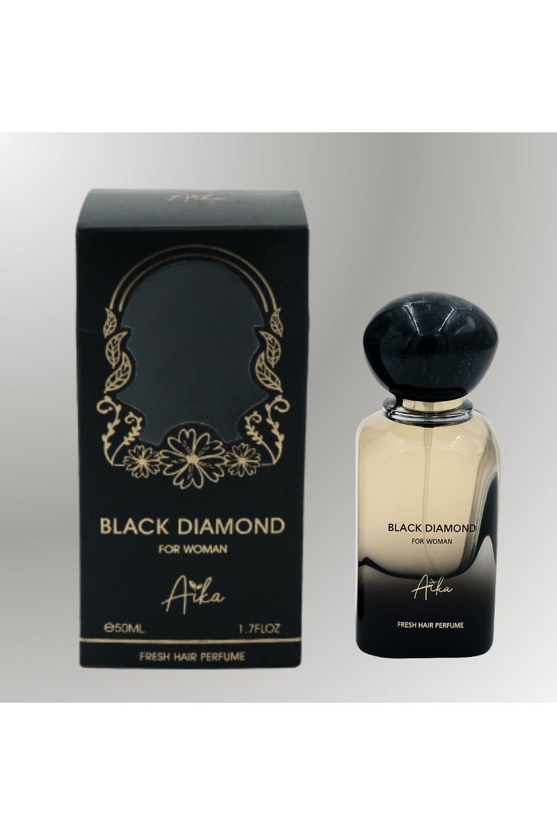 ايكا عطر أيكا بلاك دايموند 50 مل للنساء، عطر يدوم طويلاً للجسم والشعر، عطر خالٍ من الكحول للنساء برائحة التوابل والجلد والعنبر مع نفحات شرقية جريئة. - Image 1